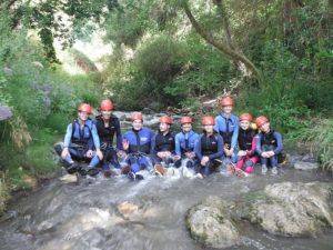 Canyoning adventutre with spanish language students in Spain, Andalusia