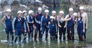 Canyoning with language students in Buitreras, Andalusia, Spain
