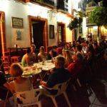 Dinner in a tapas bar in the pedestrian street of Prado del Rey with a group of students studying Spanish, English and German