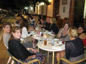 Dinner in a tapas bar in the pedestrian street of Prado del Rey with a group of students studying Spanish and English