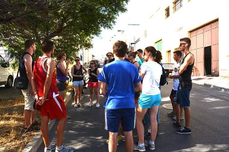 Explanation of the local economic activities in Prado del Rey on the first day of the Spanish course