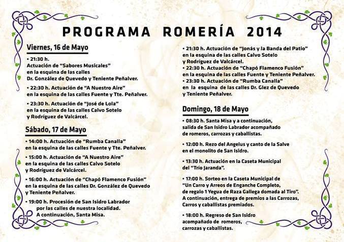 Actuaciones y conceriertos Romeria Prado del Rey Sierra de Cadiz