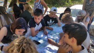 Students doing language excercises at camp in Prado del Rey
